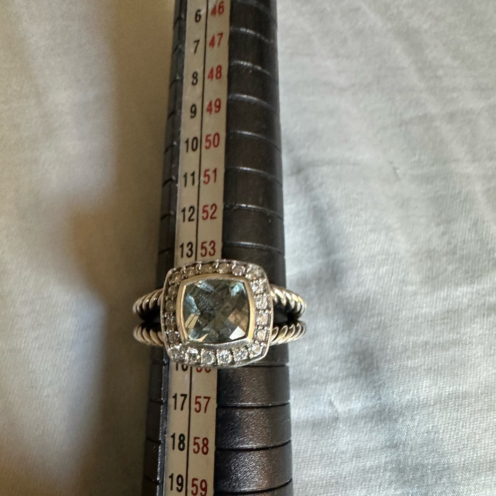 🌺David Yurman Petite Albion Ring in Sterling Prasiolite Pavé Diamonds